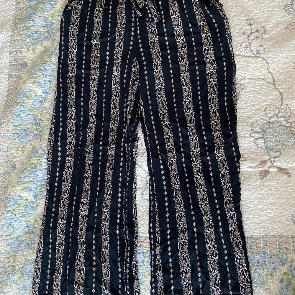 Angie Black and White Floral Pants